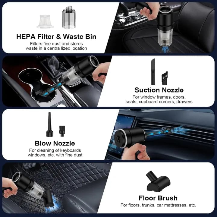 High-Power Vacuum Cleaner Gun for Home & Car