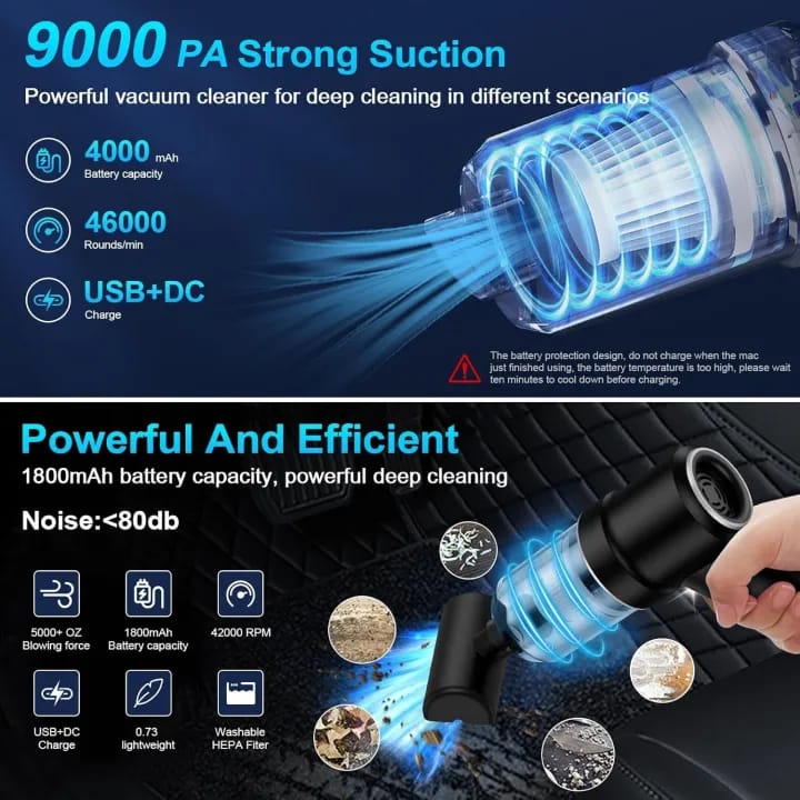 High-Power Vacuum Cleaner Gun for Home & Car