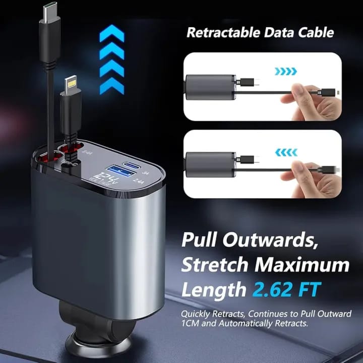 4-In-1 Retractable Car Charger