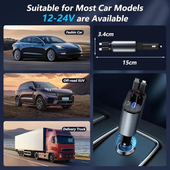 4-In-1 Retractable Car Charger