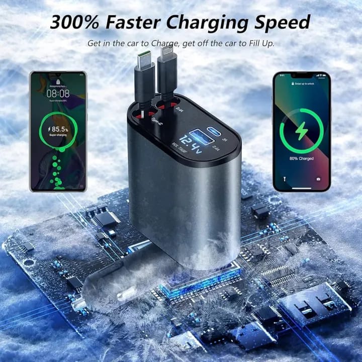 4-In-1 Retractable Car Charger
