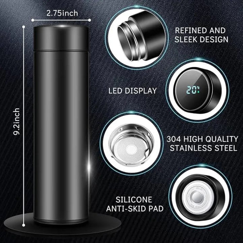 Black 500ml Smart Stainless Steel Thermos