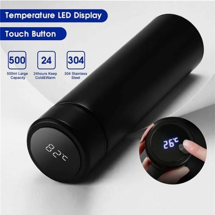 Black 500ml Smart Stainless Steel Thermos
