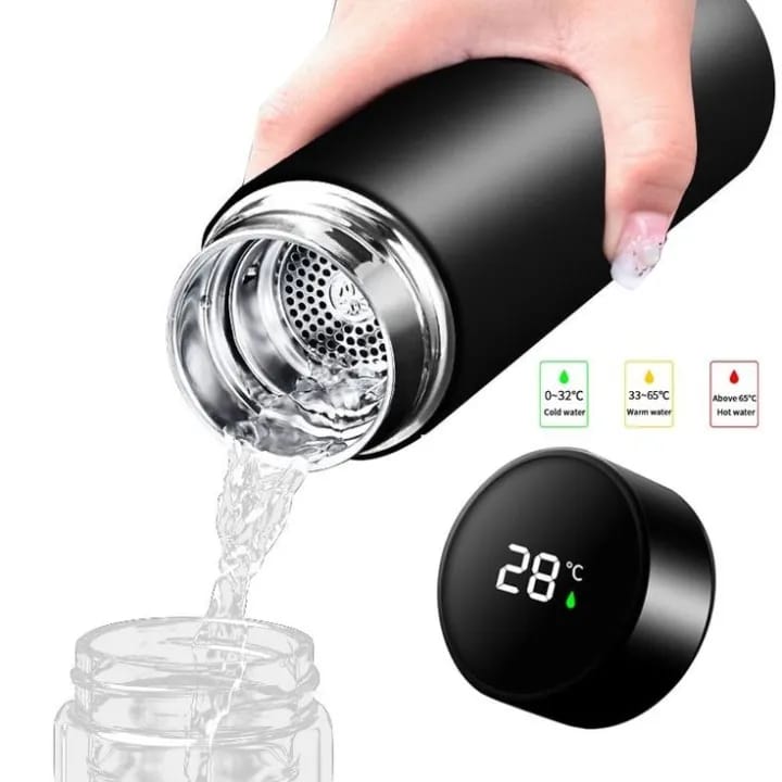 Black 500ml Smart Stainless Steel Thermos